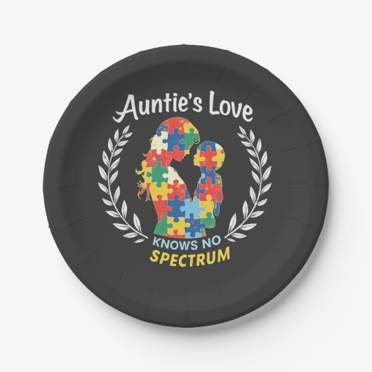 Tantchens Liebe kennt kein Autismus-Spektrum-Bewus Pappteller (Vorderseite)