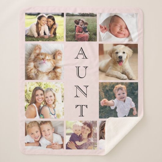 Tante 10 Foto Collage Pink Sherpadecke (Vorderseite)