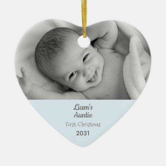Tante 1. Weihnachten Personalisiertes Foto Herz Keramik Ornament (Vorne)