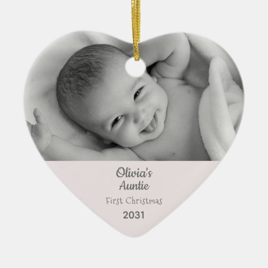 Tante 1st Christmas Niece Personalisiertes Foto He Keramik Ornament (Vorne)
