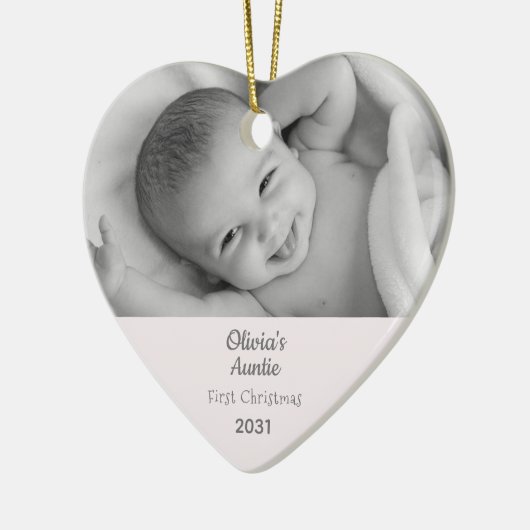 Tante 1st Christmas Niece Personalisiertes Foto He Keramik Ornament (Links)
