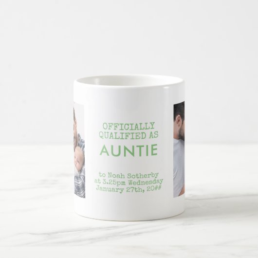 Tante 2 Custom Baby Fotos und Geburtsstunde Kaffeetasse (Mittel)