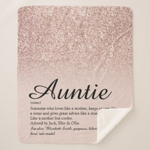 Tante Auntie Definition Schrift Rose Gold Glitter Sherpadecke