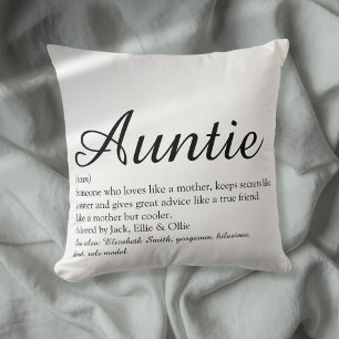 Tante Auntie Definition Schwarz-Weiß Chic Schrift Kissen