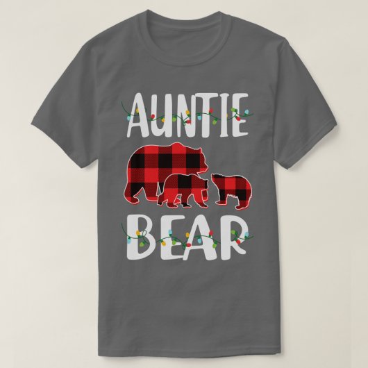 Tante Bear Red Kariert Weihnachts Pajama Matching T-Shirt (Design vorne)