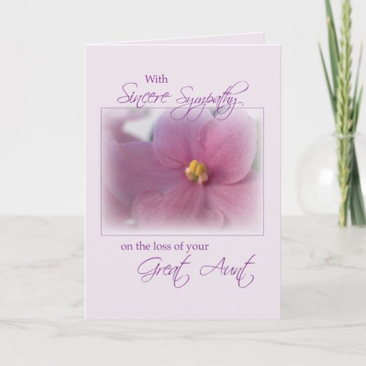 Tante, Beileid, Lilac Karte (Vorderseite)