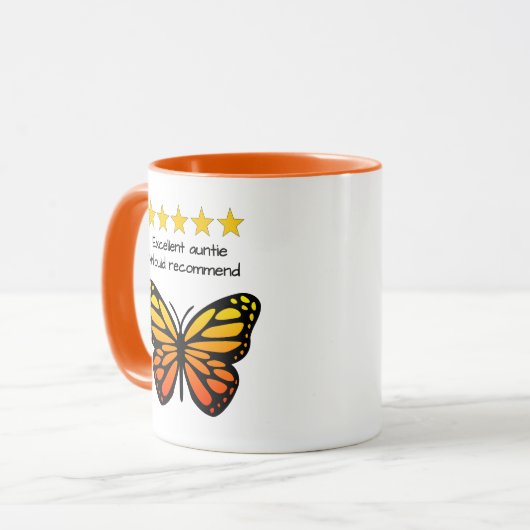 Tante benutzerdefinierte Textschmetterling Tasse (Vorderseite Links)