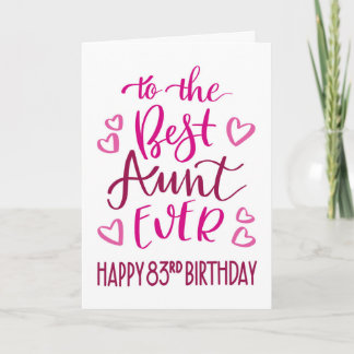Tante Beste 83. Geburtstag-Typografie in Rosa Karte