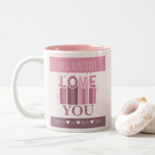 Tante Beste Retro Wir lieben dich Neffe Name Zweifarbige Tasse