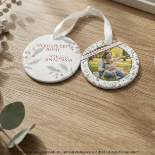 Tante Beste Winter Tanne Beeren Band Ornament