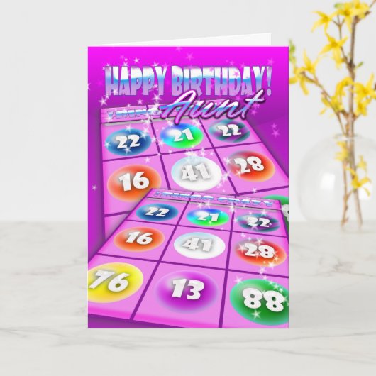 Tante Bingo Crazy Geburtskarte Karte (Gelbe Blume)