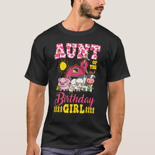 Tante Birthday Farm Animals Mädchen Matching Gebur T-Shirt (Vorderseite)