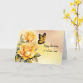 Tante Birthday Gelbe Rosen mit Monarch Butterfly Karte (Gelbe Blume)