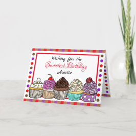 Tante Birthday | Whimsischer Niedlicher Cupcakes Karte