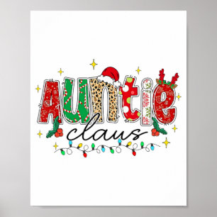 Tante Claus Tante Weihnachtslichter Pyjama Familie Poster