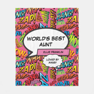 Tante Cool Fun Comic Book Pink - Die beste Tante d Fleecedecke