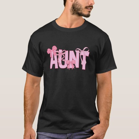 Tante Coquette Bow Pink Ästhetische Mutter Tante T-Shirt (Vorderseite)