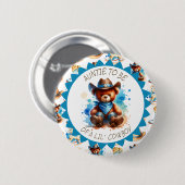 Tante | Cowboy Teddy Bear Boy's Baby Shower Button (Vorne & Hinten)