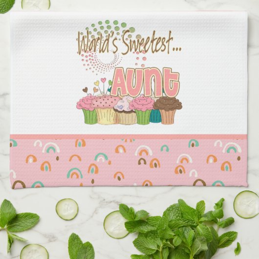 Tante Cupcakes Geschirrtuch (Gefaltet)