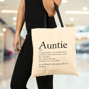 Tante Definition Zitat Schwarz und Weiß Tragetasche