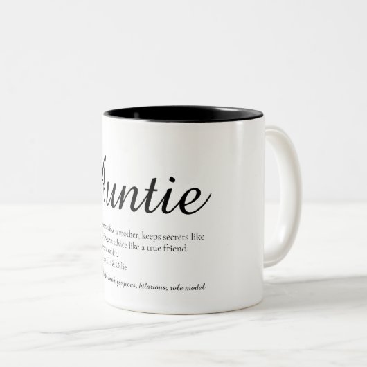 Tante Definition Zitat Stilvolles Skript Zweifarbige Tasse (VorderseiteRechts)