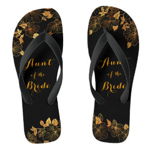 Tante der Braut Emerald Green & Gold Foliage Badesandalen