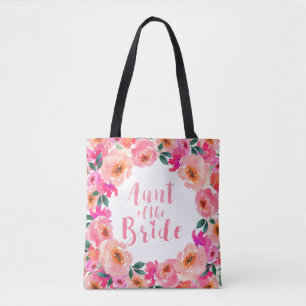 Tante der Braut Pink Watercolor Floral Hochzeit Tasche