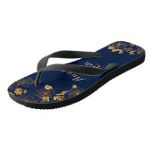 Tante der Bride Gold Foliage Navy Blue Badesandalen (Schrägansicht)