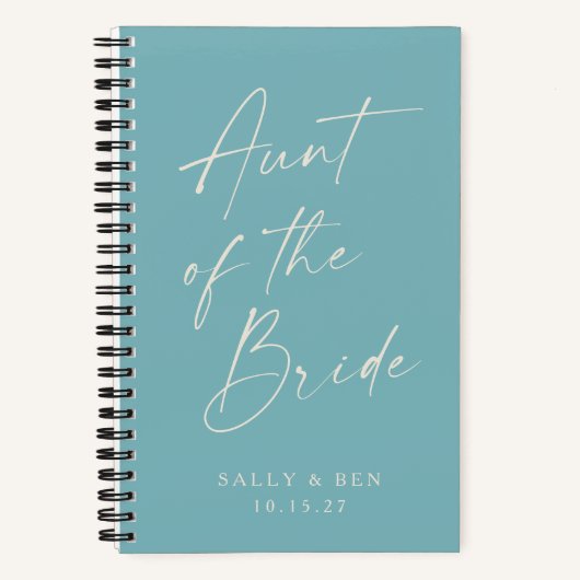 Tante der Bride Minimalistisch Personalisiert Aqua Notizblock (Vorderseite)