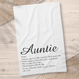 Tante der Welt, Definition Chic Script Geschirrtuch