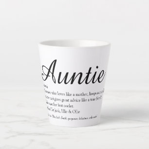 Tante der Welt, Tante Definition Chic Schrift Milchtasse