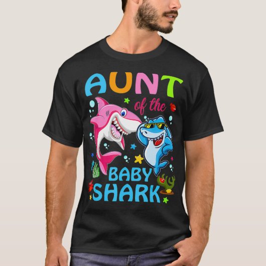 Tante des Baby Shark Birthday Tante Shark Day T-Shirt (Vorderseite)