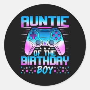 Tante des Geburtstags Junge - Matching Video Game  Runder Aufkleber