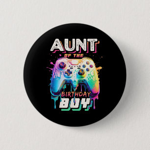 Tante des Geburtstagsjungen Matching Family Video  Button