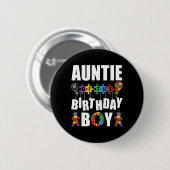 Tante des Geburtstagskinder-Autismus-Bewusstseins Button (Vorne & Hinten)