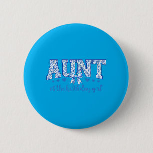 Tante des Geburtstagsmädchens Blau Chinoiserie Flo Button