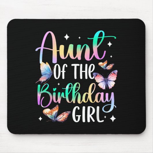Tante des Geburtstagsmädchens Schmetterlings-Party Mousepad (Vorne)