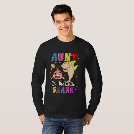 Tante des kleinen Hais Aunty Niece Shark Birthda T-Shirt (Vorne ganz)