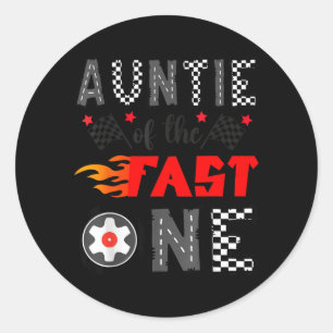 Tante des schnellen Autos Rennens 1. Geburtstagsju Runder Aufkleber