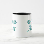 Tante Dog Tante Aquamarin Typografie Geschenk Tasse (Zentrum)