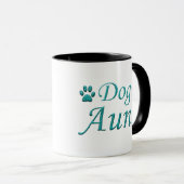 Tante Dog Tante Aquamarin Typografie Geschenk Tasse (VorderseiteRechts)