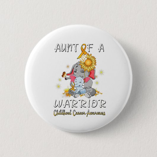 Tante eines Krieger-Elefanten-Kindheitskrebs-Kämpf Button (Vorderseite)