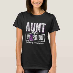 Tante eines Kriegerpilepsie Lila Ribbon-Stütze T-Shirt