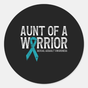 Tante eines Kriegers Ual Ault Awareness Ribbon Pre Runder Aufkleber