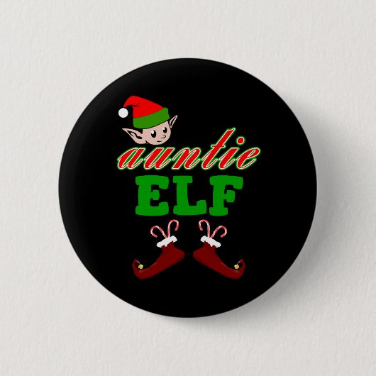 Tante Elf Weihnachtsgeschenk Button (Vorderseite)