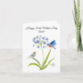 Tante erster Muttertag Blaue Vogel Karte (Vorderseite)
