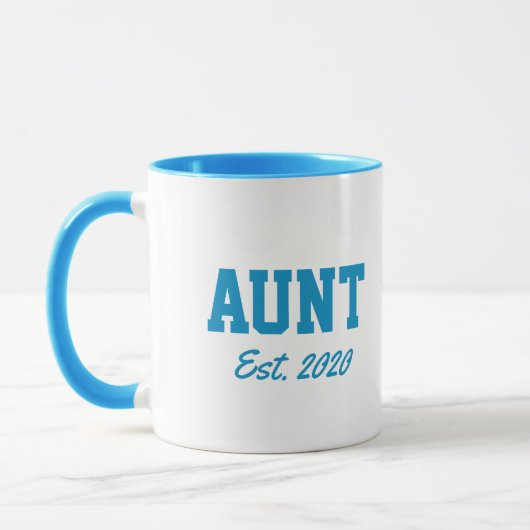 "Tante - est. Datum" Neues Geschenk Tasse (Links)