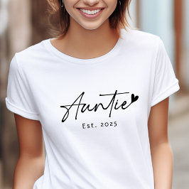Tante Est Jahr Handschrift Herz T-Shirt