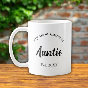 Tante Est Jahr Schwarz Neues Baby Familienenthüllu Kaffeetasse