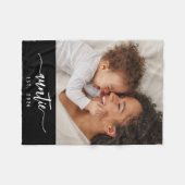 Tante Established Black Elegant Script Foto Fleecedecke (Vorderseite (Horizontal))